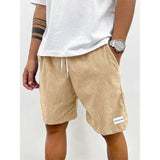 FOESCE Summer Men Corduroy Sweatpants Casual Shorts Men's Beach Shorts Basketball Short Trousers Solid Color Label Sportswear Men