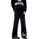 FOESCE 2025 New American Black Jeans Men's Embroidered Leg Profile Cleanfit Loose Casual Straight Leg Pants Women streetwear denim men
