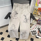 FOESCE 2025 American patchwork pants for men in spring and autumn, washed and worn-out workwear jeans, straight leg loose drape