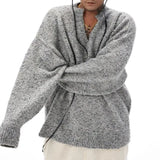 FOESCE Mens Sweater Harajuku Foreign Solid Color Knitted Sweater Winter American Vintage Luxurious Lazy Hoodie Men's Clothing Unisex
