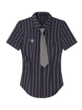 FOESCE Summer Women Preppy Style Slim Striped Shirts With Tie Short Sleeve Blouses Japanese Fashion JK Top 2000s Aesthetic Y2k Vintage