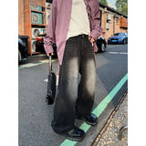 FOESCE 2025 Trendy Paint Dot Loose Dad Pants Black Grey Casual Pants streetwear hiphop denim jeans men men's pantalon homme jean