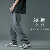 FOESCE Summer thin men's fashion famous brand versatile loose straight Summer wide leg pants clothes streetwear hiphop denim New 2025