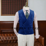 FOESCE Double Breasted Gilet Men Suede Steampunk Shawl Collar Vest Male Customizable Men's Vests Slim Male Suit Luxury Men's Suits