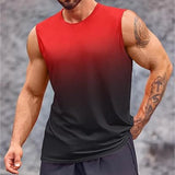 FOESCE 2025 Summer Fashion Tank Top Men Gradient Color Loose Sports Vest Male Quick drying Sleeveless undershirt men Tops Running Vest