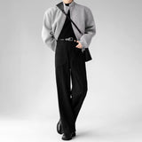 FOESCE Men Imitation Wool Three-Dimensional Stitching Business Casual Trousers Plain Classic Luxury Pants Old Money Men'S Clothing 2025