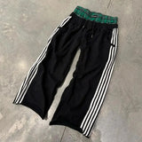FOESCE Y2K pants vintage Harajuku double Embroidered waist Sweatpants Men Wome Hip Hop Casual High waisted Wide Leg Pants Streetwear