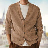 Men's Casual Knitted Sweater European and American Autumn and Winter Styles V-neck Thick Cardigan Sweater Woolen Jacket