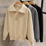 Men's Autumn Winter New High-end Feeling Trendy Knitted Polo Shirt Long Sleeve Pullover Sweater For Casual Wear
