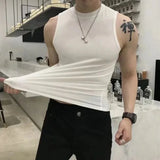 FOESCE Summer Vest Men's Trend Tight Stand Collar Sleeveless Sexy T-shirt Top American Slim Fitness Stretch I-word Vest Bottoming Shirt
