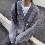FOESCE Mens Sweater Brooch Casual Knitwear Streetwear Fashion Youth Campus Versatile Valentines Cardigan Old Money Men'S Clothing 2025