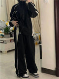 FOESCE Summer fashion trend retro personality Y2K hip-hop street trend Harajuku casual wide leg straight leg loose sports pants