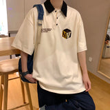 FOESCE Lapel short sleeve t-shirt men's fashion brand trend loose and versatile polo shirt men in summer high sense niche design half