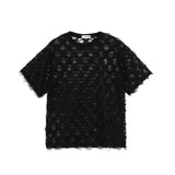 FOESCE Summer Men's O Neck T-shirt Loose Short Sleeve Sexy Sheer Lace Tee Shirts New Fashion 2025 New Trendy Menwear Unisex Pullover