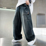 FOESCE Boys' pants in spring and autumn, middle-aged and middle-aged, boys' jeans, handsome and versatile, boys' pants, casual