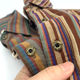 FOESCE Vintage National Striped Shirts for Men Spring Autumn Long Sleeve 100% Cotton Blouses Youth Male Casual Tops Soft Workwear