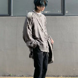 FOESCE Autumn O-neck Ripped Sweater Men's Causal Loose Niche High Street Pullover Layered Bottoming Sweaters Men Tops Male Clothes