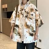 FOESCE 2025 Instagram Pi Shuai Tie Dyed Shirt for Boys, Unique Design, Summer Short sleeved Coat, Cityboy Large Shirt camisas feminina