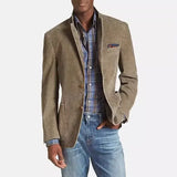 FOESCE Spring and Autumn New Men Retro Solid Color Suit Business Wide Loose Three-breasted Suit Multi-pocket Casual Regular Jacket Coat