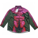 FOESCE Gradient Color Human Body Image Print Patchwork Shirts for Men and Women Streetwear Baggy Camisas Ropa Hombre Y2k Clothing