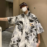 FOESCE 2025 Instagram Pi Shuai Tie Dyed Shirt for Boys, Unique Design, Summer Short sleeved Coat, Cityboy Large Shirt camisas feminina