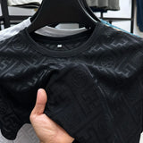 FOESCE 2025 Summer New High End Men's Brand Ice Silk Designer Printed O-Neck T-Shirt Fashion Casual Top Non iron Comfortable Men's Wear