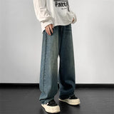 FOESCE Jeans men Wide Leg Jeans Male Loose Straight Denim Pants 2025 Autumn Harajuku Vintage Blue Jean Trouser Streetwear Clothes