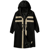 FOESCE New Trench coat Men's Windbreaker Patchwork Color Medium Long Trenchcoat Korean Fashion Covered Button Male Hooded Trench Jacket