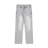FOESCE Vibe style rivets button up niche jeans for men and women Instagram trendy high street loose and slimming slightly flared long