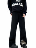 FOESCE 2025 New American Black Jeans Men's Embroidered Leg Profile Cleanfit Loose Casual Straight Leg Pants Women streetwear denim men