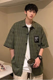 FOESCE 2025 Summer short sleeved men's fashion trend casual korean shirt man plaid shirt breathable 2025 new quarter sleeved top coat