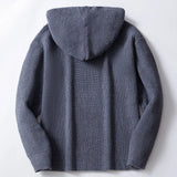 Men's Double-breasted Thickened Hooded Knitted Sweater Jacket in Autumn and Winter. American Style Casual Cardigan Sweater.