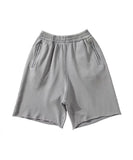 FOESCE Men Cotton Shorts Thick 380g Bodybuilding Short Sweatpants Fitness Jogger Gym Men Kanye Grey West Shorts Black Zipper Pockets
