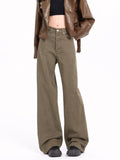 FOESCE Maillard Brown streetwear Jeans Men's and Women's American Straight Barrel Coffee Cleanfit plus size Pants harajuku fashion