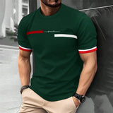 FOESCE Fashion Summer 3D Stripe Letter Print Men's T Shirt Hip Hop Trend Harajuku Streetwear Casual O-neck Oversized T-shirts Men Tops