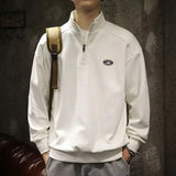 American Street Sports Y2k Sweatshirt Men Fashion Vintage Casual Spring Autumn Loose Long Sleeve Half Zip Lapel Shirt Tops