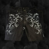 FOESCE Hip Hop Fashion Y2k Street High Waist Gothic Skull Geometry Men Jeans American Retro Couples Straight Loose Pants