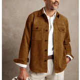 FOESCE Men's New Suede Jacket Casual Single-breasted Jacket Man Jackets Men's Winter Coats Mens Clothing Coat Clothes Spring 2025