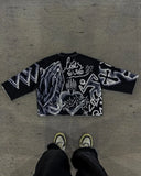 FOESCE Men's Retro Tie Dye Cross T-Shirt, Gothic Hip Hop Graphic Loose y2k ins Harajuku Skin Friendly Full Print Cropped Top