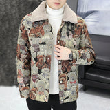 FOESCE Mens Bear Embroidered Y2k Casual Jacket 2025 New Autumn Winter Fashion Youth Street Plus Velvet Thickened Warm Jacket Unisex