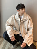FOESCE Vintage American style trench coat Men's dark department Men's senior sense fake two-piece jacket outdoor mountaineering coat