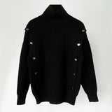 FOESCE 2025 New Mens Spring And Autumn Fashion Turtleneck Solid Color Loose Knitted Sweater Casual Simple Knitted Sweater Unisex