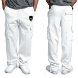 FOESCE New casual men's fitness drawstring elastic waist solid color workwear pocket pants sweatpants fashion sports pants
