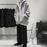 Casual Style Jacket Men's Fall Winter Hoodie Zip-up Cardigan with Drawstring Pockets Hood Plus Size Casual Coat for Daily Wear