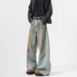FOESCE 2025 Men's Jeans baggy Denim pants Loose Fit Casual Style American Streetwear Straight Novel design Leg Pants Trendy Brand