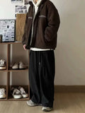 FOESCE Japanese Style Simple Straight-leg Pants Men's Loose-fit Cargo Pants Wide Casual Trousers For Spring Autumn