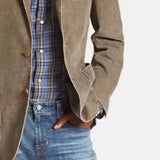 FOESCE Spring and Autumn New Men Retro Solid Color Suit Business Wide Loose Three-breasted Suit Multi-pocket Casual Regular Jacket Coat