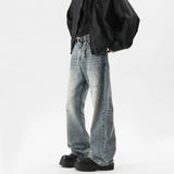 FOESCE Summer Men's Denim Pants fleck Washed Male Jeans Straight Casual Menwear Loose Wide Leg Trousers 2025 New Fashion