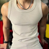 FOESCE New Men's Casual Tank Top Summer Fitness Training Elastic Base Layer 2025 Sleeveless Sports Vest bodybuilding gym t shirt men