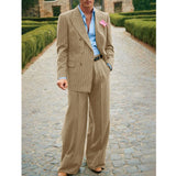 FOESCE Men's Striped Suit Two Piece Suit Elegant Fashion Suit Casual Fashion Work Wear Party Dress Men's Commuter Wear Men's Clothing